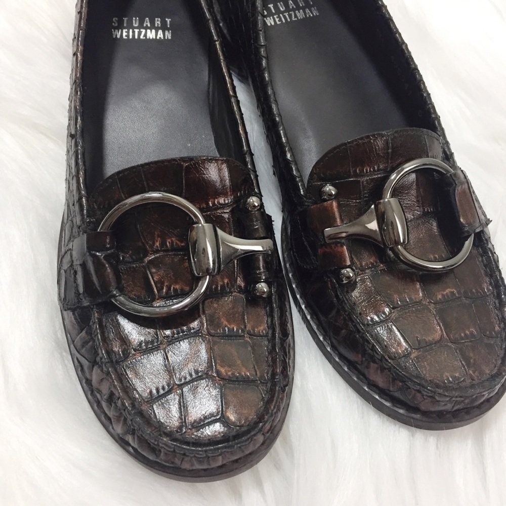 Stuart Weitzman Reptile Loafers Shoes Sz 6M Brown - Picture 3 of 8